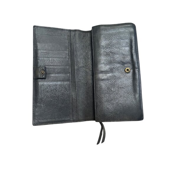 Balenciaga Black Leather Continental Wallet With Zippered Pocket & Snap Closure - Picture 3 of 13